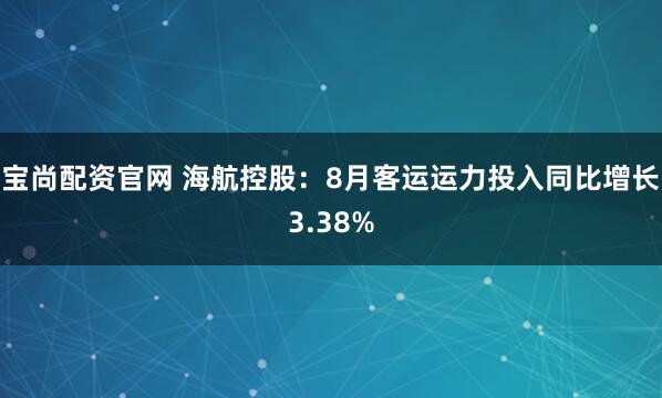 宝尚配资官网 海航控股：8月客运运力投入同比增长3.38%